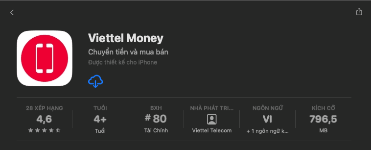 Appstore Viettel Money