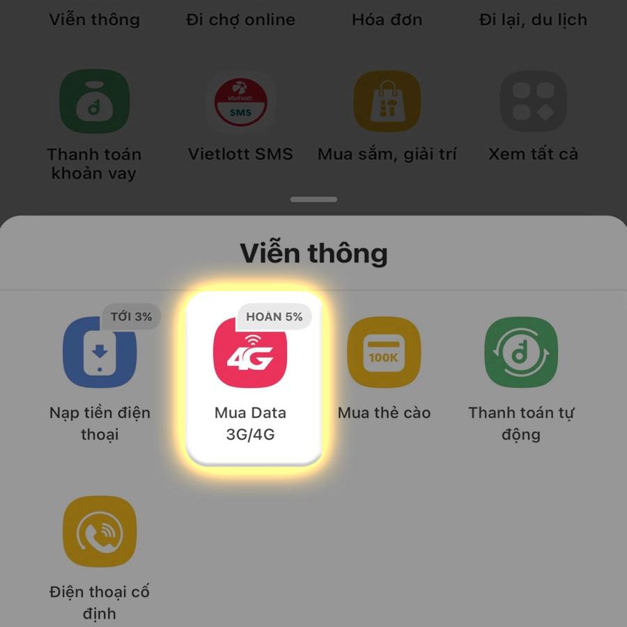 3g 4g trên Viettel Money